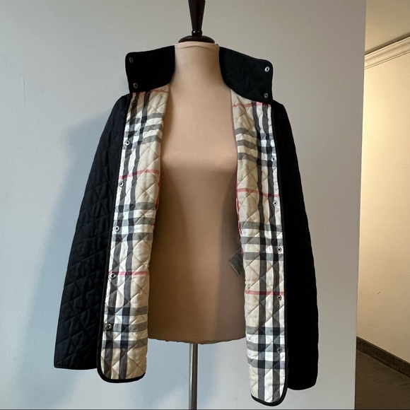 Burberry Brit Black Quilted Jacket w/ Nova Plaid Lining - Picture 2 of 12